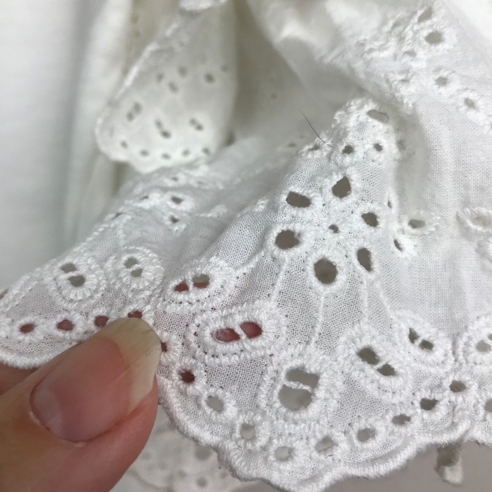 TOPSHOP White Eyelet Double Layer Sleeve Tee Shirt - Picture 11 of 15